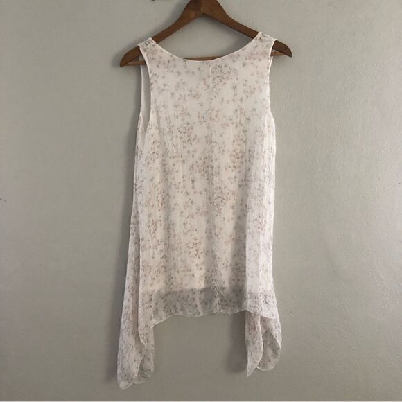 Giusy 100% silk long line shark bite hem floral cottage Core feminine NWT - Picture 5 of 7